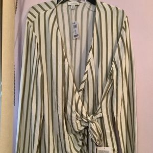 Topshop Nordstrom’s Wrap Style With Bold Stripes Long Sleeve Wrap Top